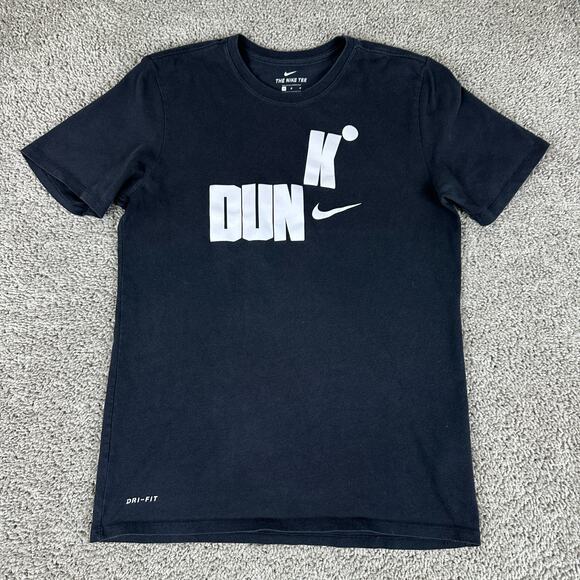 Nike Shirt Mens Medium Black White DunK* Athletic Fit Dri FIT Short Sleeve - Picture 1 of 10